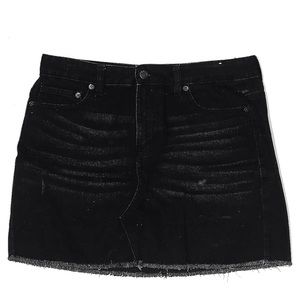 Black Distressed Goth Grunge Denim Skirt